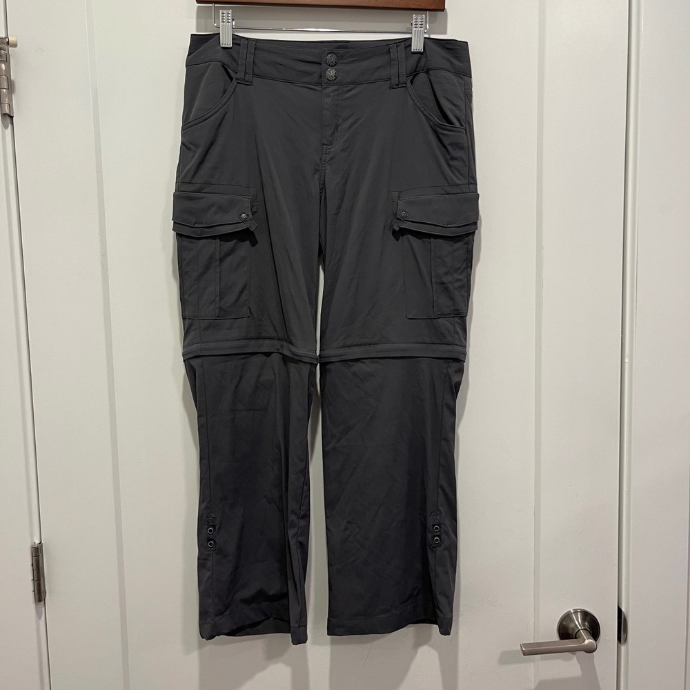 Prana Womens 8 Gray Convertible Zip Off Hiking Cargo Pants Outdoor Travel